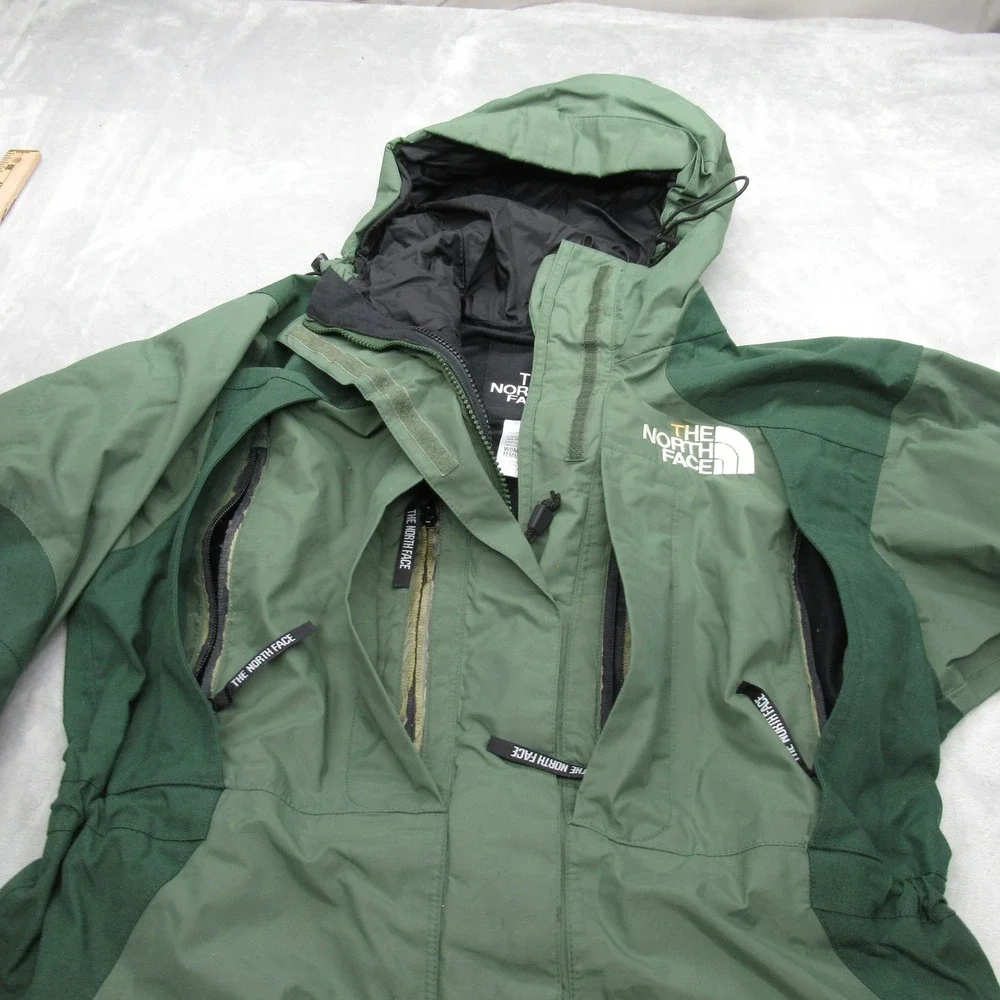 North Face GoreTex Jacket Womens XS Green 3 in 1 Shell Waterproof Rugged Coat - Picture 9 of 16